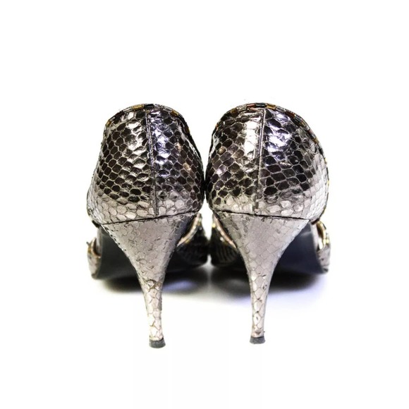 Susan Bennis Warren Edwards Python Peep Toe Pumps - Picture 3 of 4